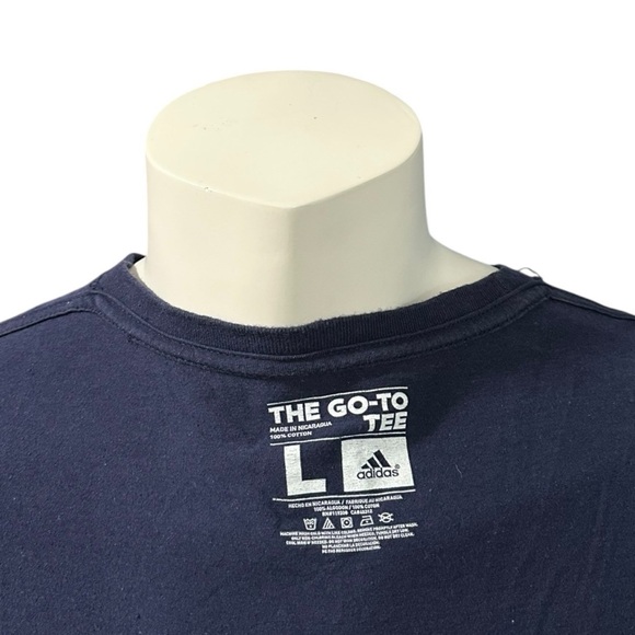 Adidas Men’s Athletic T-Shirt Blue Red “Rise Above” Logo Short Sleeve L - Picture 6 of 6